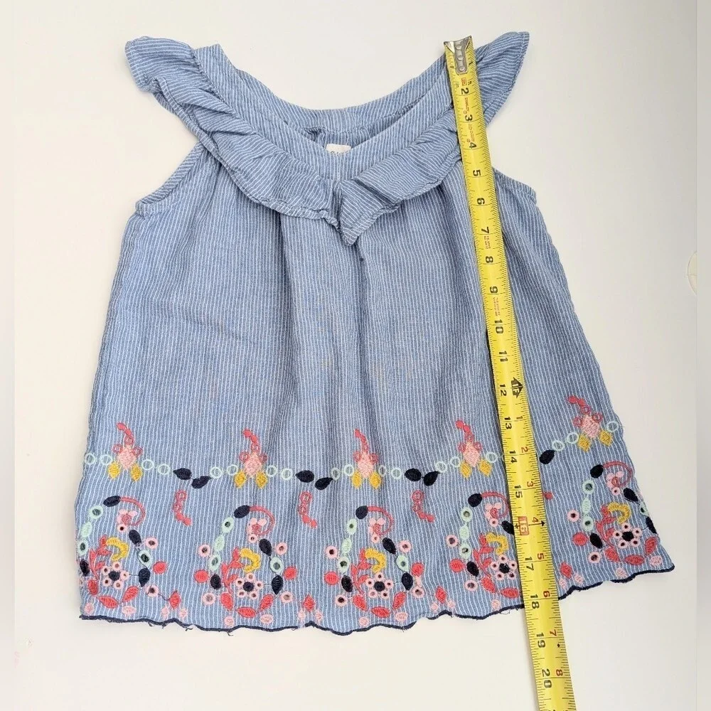 GAP Kids (Medium) Sleeveless Dress with Ruffled V-Neck & Colorful Embroidery